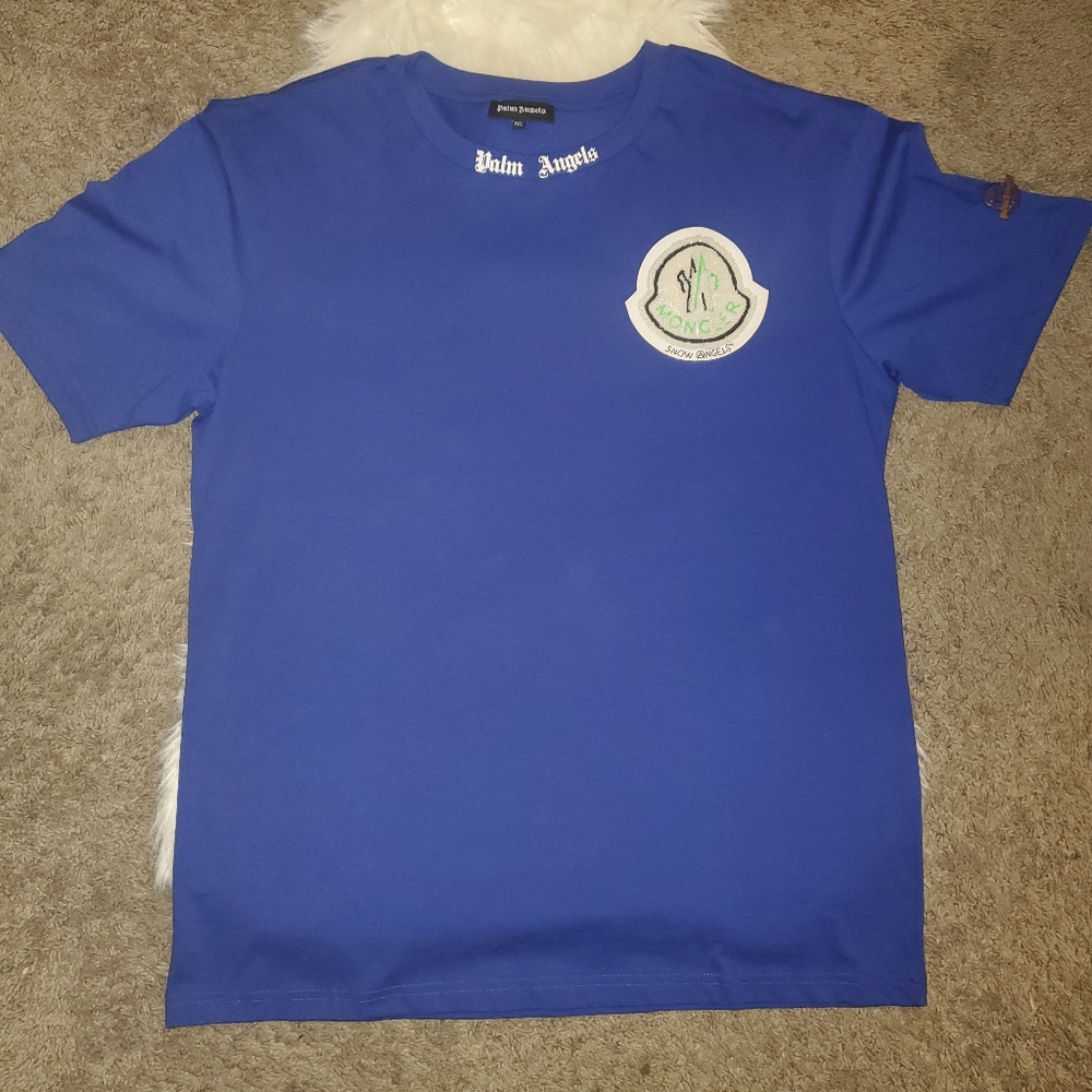 PALM ANGELS BLUE MONCLER LOGO TSHIRT